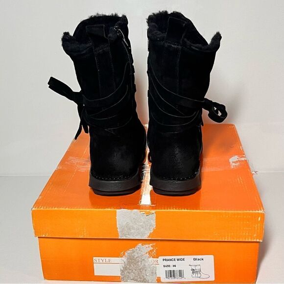 Miz Mooz Prance Suede Wool Lined Ankle Boots - Picture 5 of 7